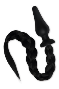  4.5 Inch Silicone Plug with Black Pony Tail 