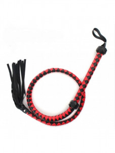 Leather Whip 108 cm black/red