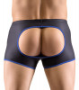 Boxers with Penis and Testicle Cutouts, Black/Blue