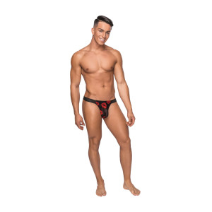 Micro Thong with Red Cockring Black