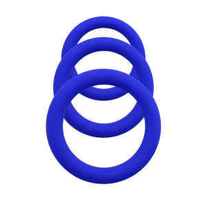 Set of 3 Penis Rings Diesel Smooth Finish Silicone Blue Mokko Toys