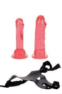 CROTCHLESS STRAP-ON 2 DONGS HOT PINK