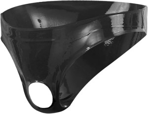 The Latex Collection Men's Latex Briefs with Opening Black-S/L