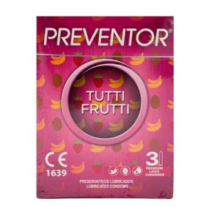 3 προφυλακτικά Tutti Frutti Preventor, Premium Latex, Fruit Mix Flavor