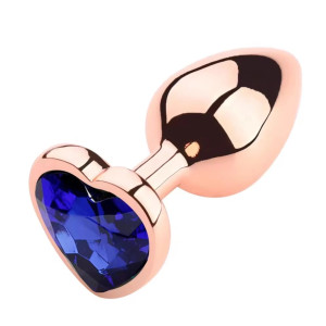 Anal Plug Brilliant Anal Plug Large, Rose Gold, Dark Blue Stone, Passion Labs