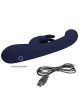 Vibrator Iepuras Lamar, 10 Moduri Vibratii, Ecran LED, Silicon, USB, Albastru Inchis, 22 cm
