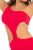  One Shoulder Cropped Catsuit Red