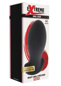 Heavy Anal Stretcher Anal Plug, Liquid Silicone, Black 14 cm