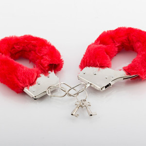 Xειροπέδες Metal Handcuff with Plush Red