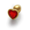 Heart Gem Butt Plug - Medium - Gold/Ruby Red
