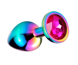 Metal Anal Plug Large Multicolor Dark Pink Crystal, Guilty Toys