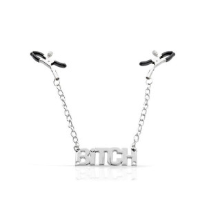 Nipple Clamps with BITCH pendant Silver