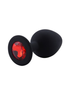 Rosebud Silicone Anal Plug large Black - Red